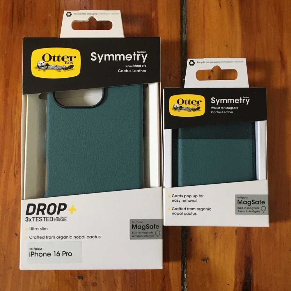 OtterBox Apple iPhone 16 Pro Symmetry Serie Cactus Leather Case & Wallet Bundle